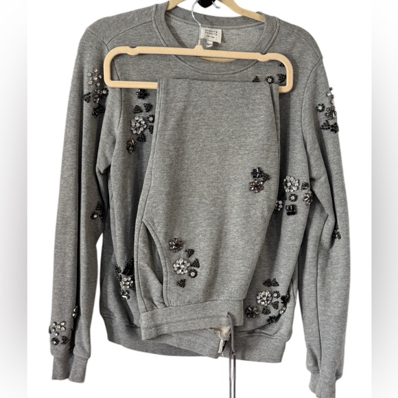 Hemant and Nandita Sweaters - Hemant and Nandita Gray Embellished Crewneck Sweatshirt set